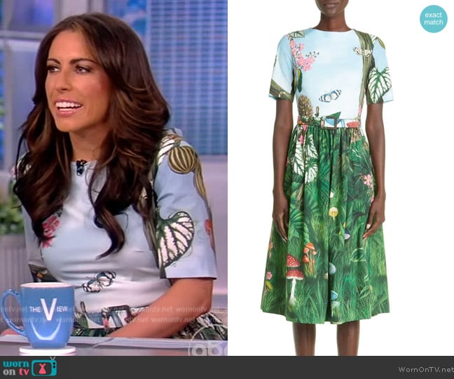 Oscar de la Renta Belted Botanical-Print Midi-Dress worn by Alyssa Farah Griffin on The View