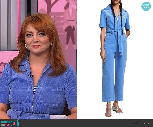 & Other Stories Belted Short Sleeve Corduroy Jumpsuit worn by Samantha Barry on NBC News Daily