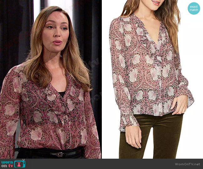 WornOnTV: Gwen’s pink floral ruffle blouse on Days of our Lives | Emily ...