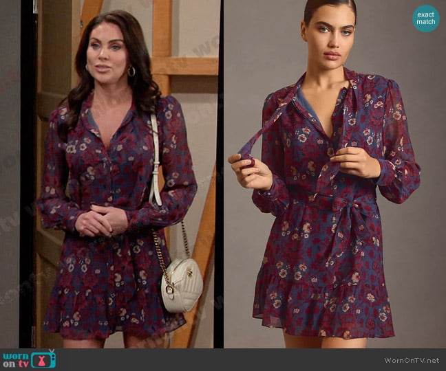 Paige Vittoria Floral Silk Dress in Amythyst Multi worn by Chloe Lane (Nadia Bjorlin) on Days of our Lives