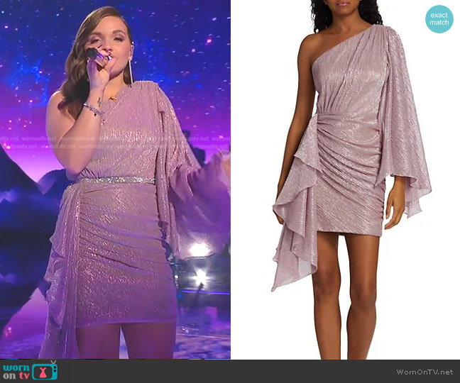 Megan Danielle’s metallic one-shoulder dress on American Idol