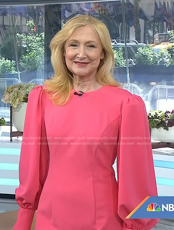 Patricia Clarkson's pink long sleeve dress on Today