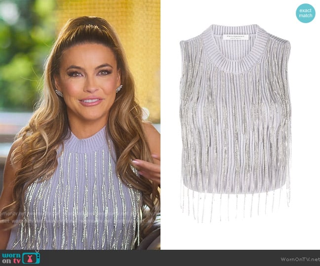 Philosophy Di Lorenzo  Crystal-fringe Cropped Vest worn by Chrishell Stause on Selling Sunset