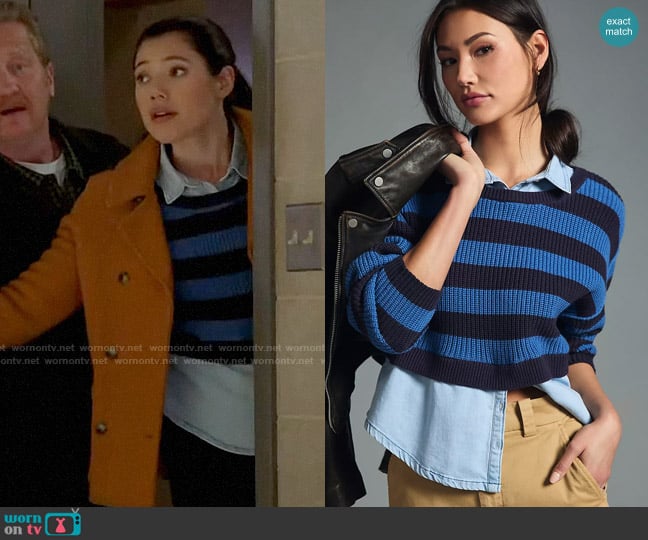 Pilcro at Anthropologie Layered Sweater worn by Violet Mikami (Hanako Greensmith) on Chicago Fire