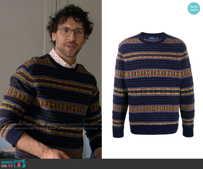 Polo Ralph Lauren Fair Isle Knit Jumper worn by Edward (Rick Glassman) on Not Dead Yet