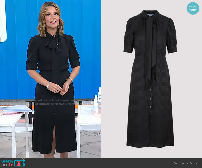 WornOnTV: Savannah’s black tie neck midi dress on Today | Savannah ...