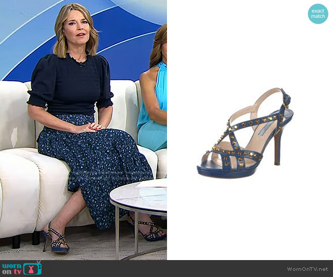 Prada Studded Leather Sandals worn by Savannah Guthrie on Today