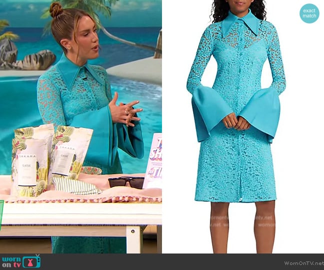 Proenza Schouler Bell-Sleeve Lace Dress worn by Tinx on The Drew Barrymore Show