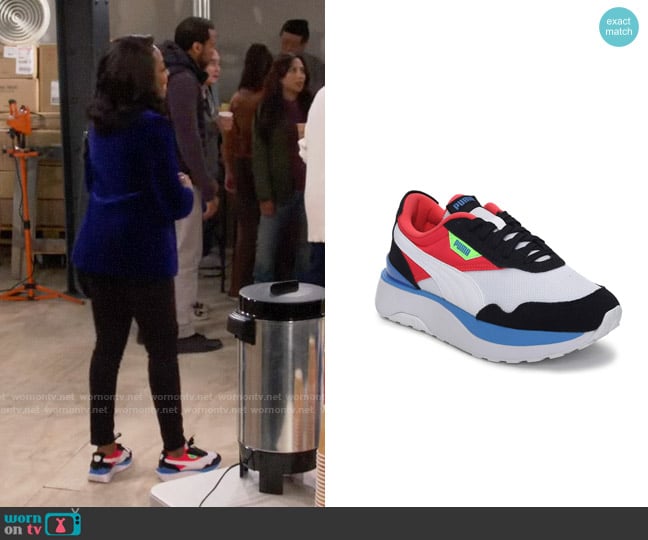 Puma Cruise Rider Sneakers in White Sunblaze worn by Tina Butler (Tichina Arnold) on The Neighborhood