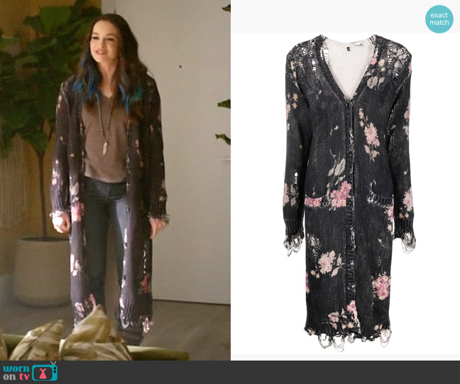 Khione’s long black floral cardigan on The Flash