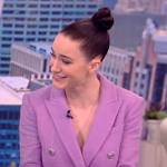 Rachel Brosnahan’s lilac double breasted blazer on The View