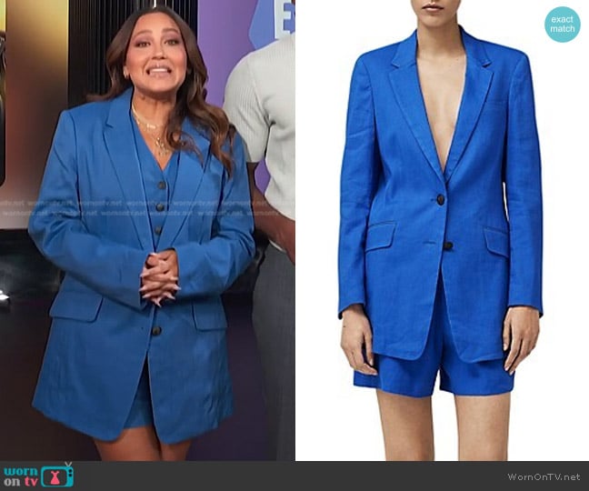 Rag & Bone Charles Blazer and Sofie Linen Shorts worn by Adrienne Houghton on E! News