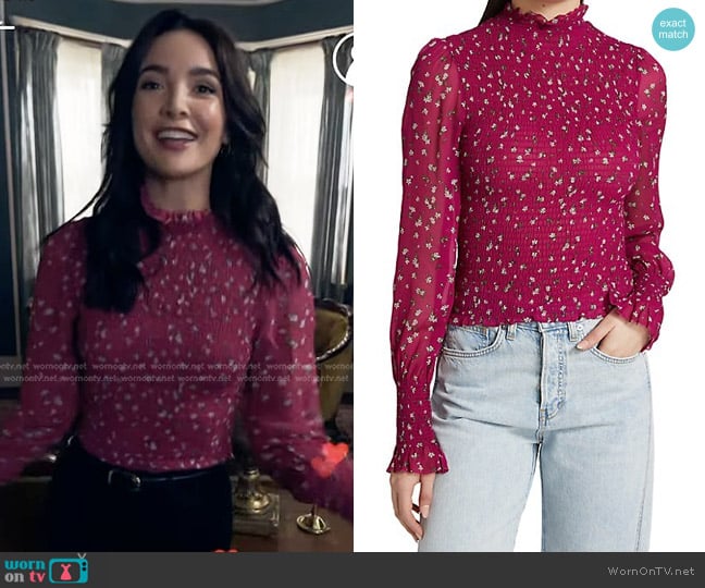 Rag & Bone Kayden Floral Blouse worn by Bess (Maddison Jaizani) on Nancy Drew