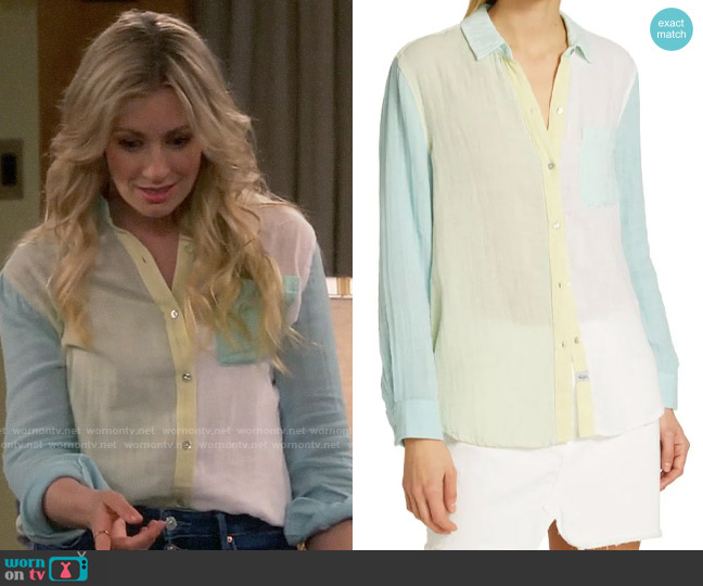 Rails Ellis Colorblock Shirt worn by Gemma (Beth Behrs) on The Neighborhood