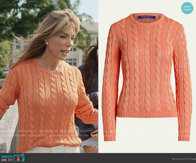 Ralph Lauren Cable-Knit Silk Crewneck Sweater worn by Jennifer Flavin Stallone on The Family Stallone