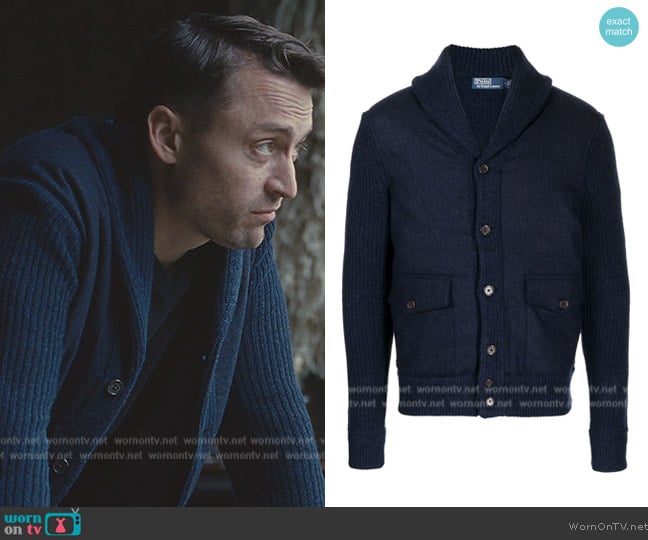 Ralph Lauren Shawl-lapel Ribbed-Trim Cardigan worn by Kieran Culkin (Kieran Culkin) on Succession