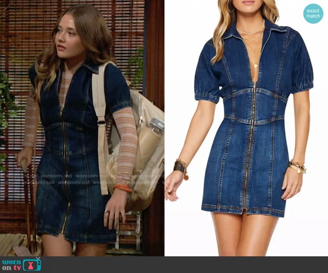 Ramy Brook Lily Denim Dress worn by Faith Newman (Reylynn Caster) on The Young and the Restless