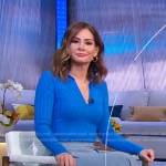 Rebecca’s blue ribbed polo top on Good Morning America