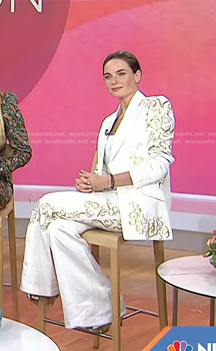 Rebecca Ferguson's white embellished suit on Today