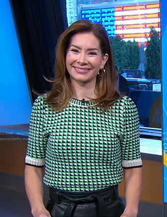 Rebecca's green check sweater on Good Morning America