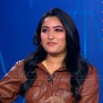 Reena Roy’s brown leather shirtdress on Good Morning America