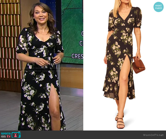 WornOnTV Ginger’s black floral slit on Good Morning America Ginger Zee Clothes and Wardrobe