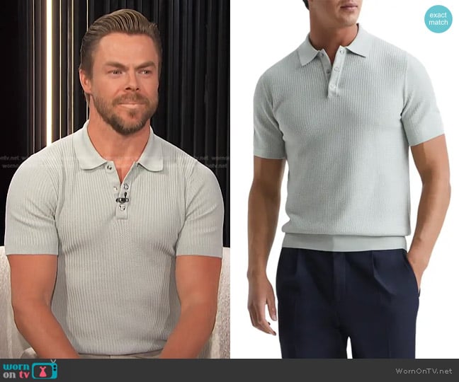 Reiss Bennie Textured Sweater Polo worn by Derek Hough on E! News