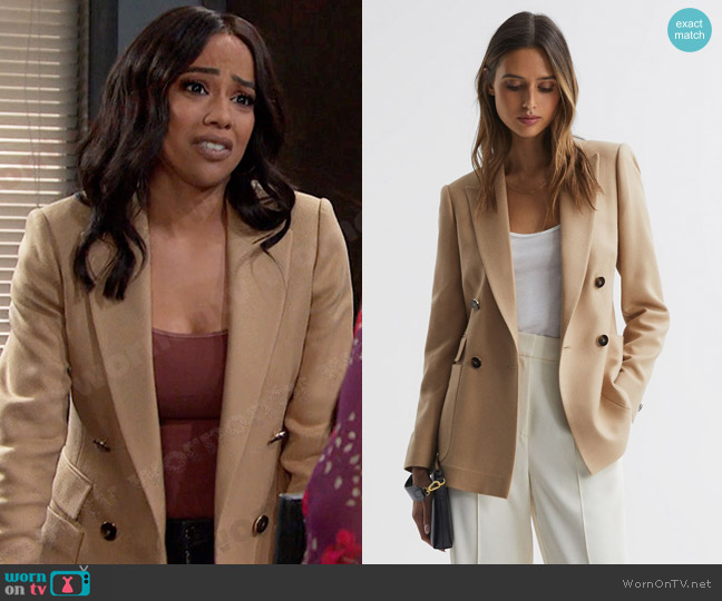 WornOnTV: Jada’s beige double breasted blazer on Days of our Lives ...