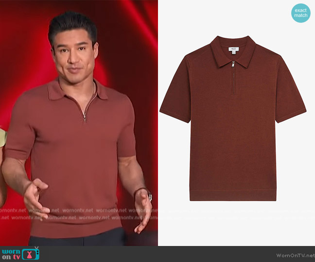 Reiss Maxwell Zipped Polo worn by Mario Lopez on Access Hollywood