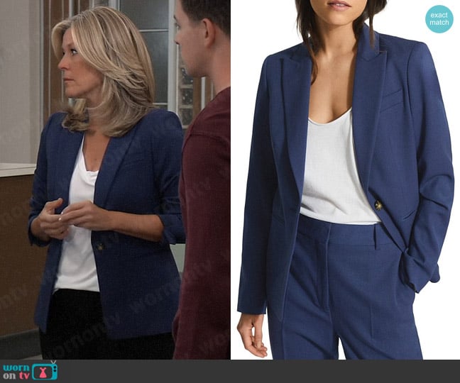 Reiss Sienna Single Breasted Slim Fit Blazer worn by Carly Spencer (Laura Wright) on General Hospital