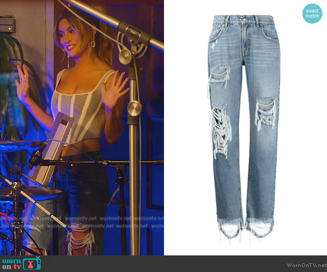 Retrofete Meggie low-rise straight jeans worn by Chrishell Stause on Selling Sunset