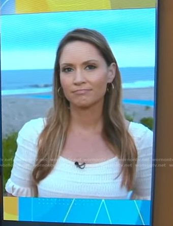 Rhiannon’s ivory ribbed ruffle dress on Good Morning America