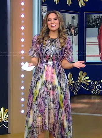 Rhiannon's floral asymmetric dress on Good Morning America