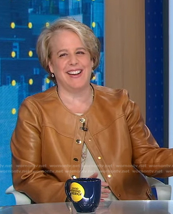 Roberta Kaplan's camel leather jacket on Good Morning America