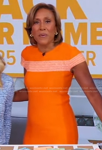 Robin’s orange striped sheath dress on Good Morning America