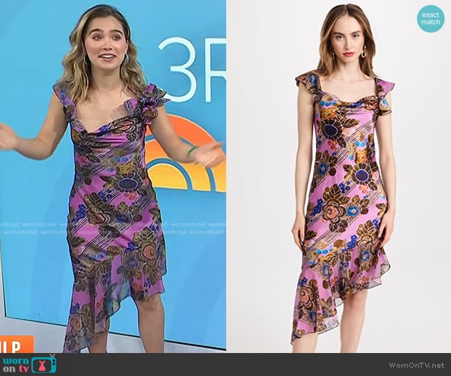 WornOnTV: Haley Lu Richardson’s pink floral asymmetric dress on Today ...