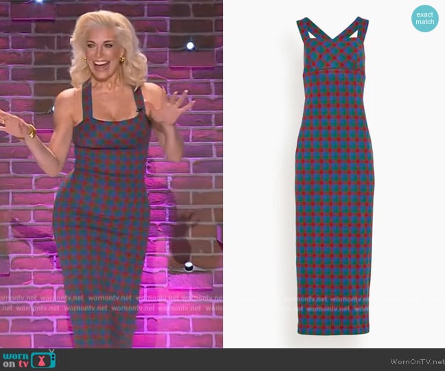 Rosetta Getty Cross Back Midi Dress in Multi worn by Hannah Waddingham on The Kelly Clarkson Show