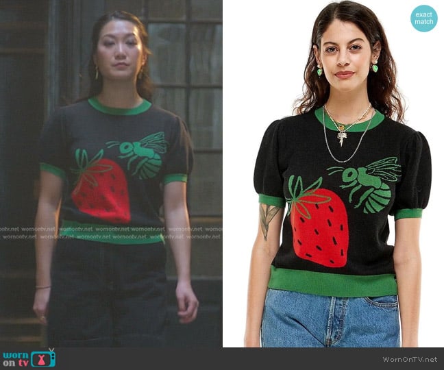 Saint Geraldin Sid Crew Strawberry Fields Forever in Jet/Kelly worn by Sumi (Kara Wang) on Good Trouble