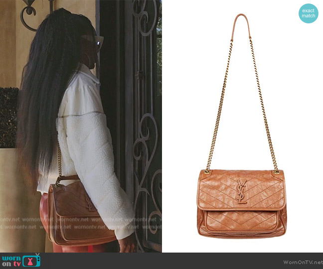 Medium Niki Leather Shoulder Bag by Saint Laurent worn by Sanya Richards-Ross on The Real Housewives of Atlanta