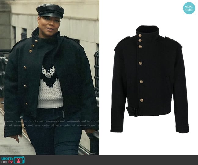 Saint Laurent Button Up Wool Military Jacket worn by Robyn McCall (Queen Latifah) on The Equalizer