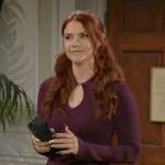 Sally’s purple keyhole dress on The Young and the Restless