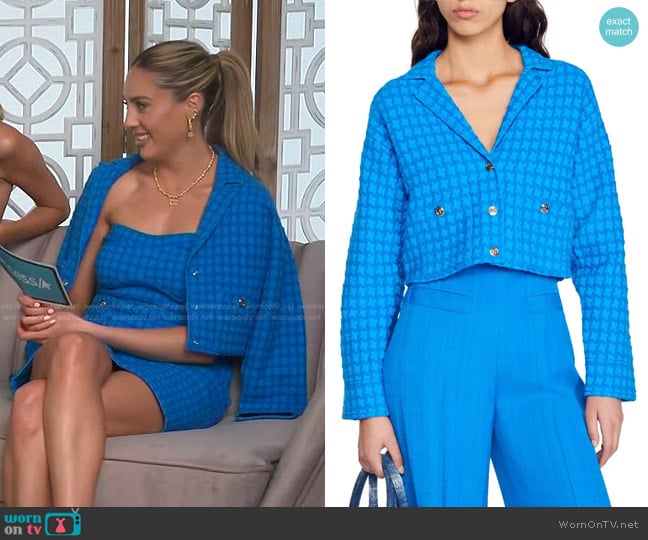 Sandro Astier Tweed Crop Blazer worn by Sophia Rose Stallone on Access Hollywood