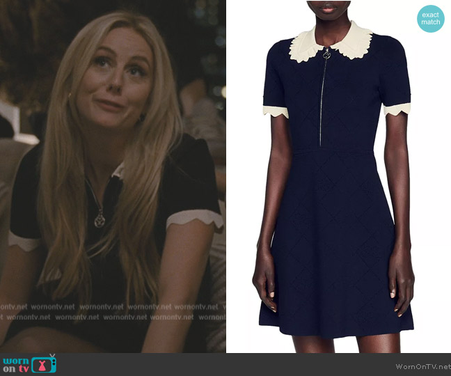 Sandro Essia Collared Pointelle Dress worn by Willa Ferreyra (Justine Lupe) on Succession