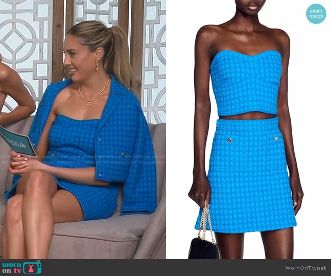 Sandro Varenne Knit Tube Top and Skirt worn by Sophia Rose Stallone on Access Hollywood