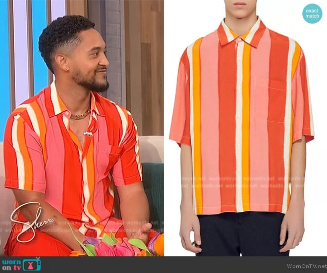 Sandro Short Sleeve Striped Shirt worn by Tahj Mowry on Sherri