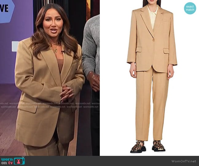 Sandro Single-Button Oversized Blazer and Pants worn by Adrienne Houghton on E! News