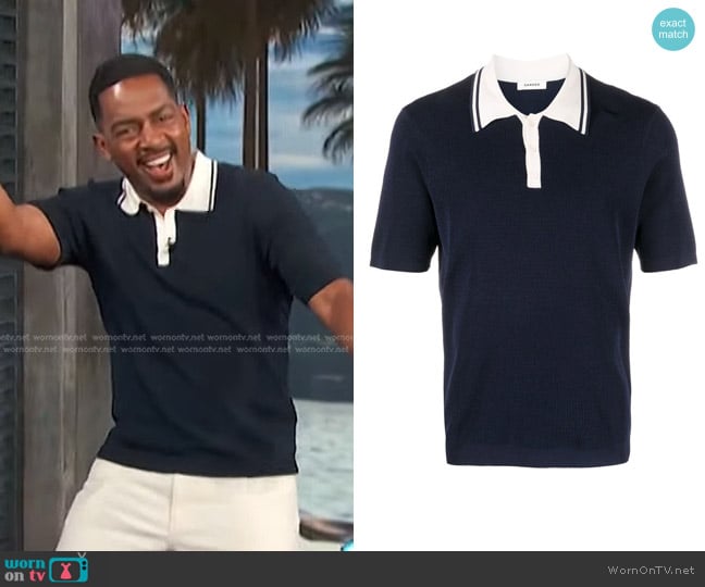 Sandro Contrast-Collar Polo Shirt worn by Bill Bellamy on Access Hollywood