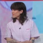 Sara Quin’s pink striped shirt on Good Morning America