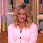 Sara Haines’ white ribbed button down dress on The View