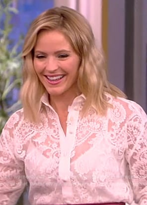 Sara’s white paisley lace blouse on The View